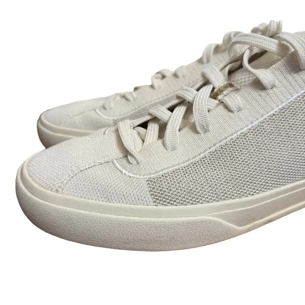 Rothys The Lace Up Sneakers Cream Gold Trim Womens Shoes Casual Comfort sz 9